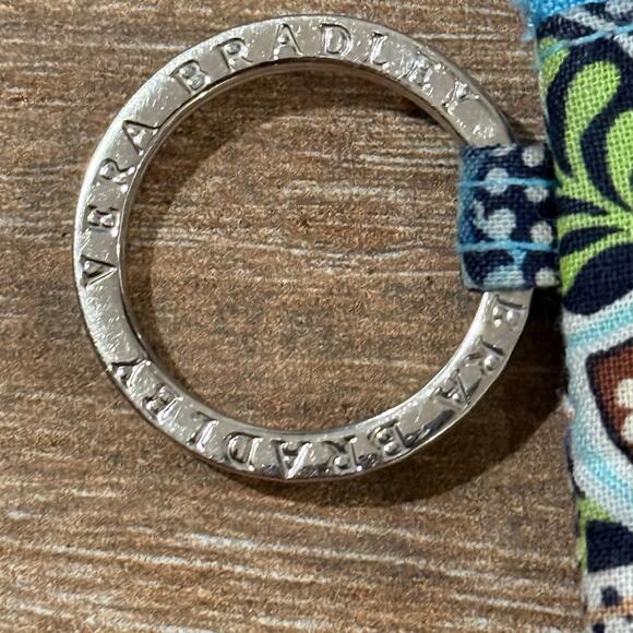 Vera Bradley Turquoise Paisley Zip ID coin card holder purse key ring - Picture 2 of 5